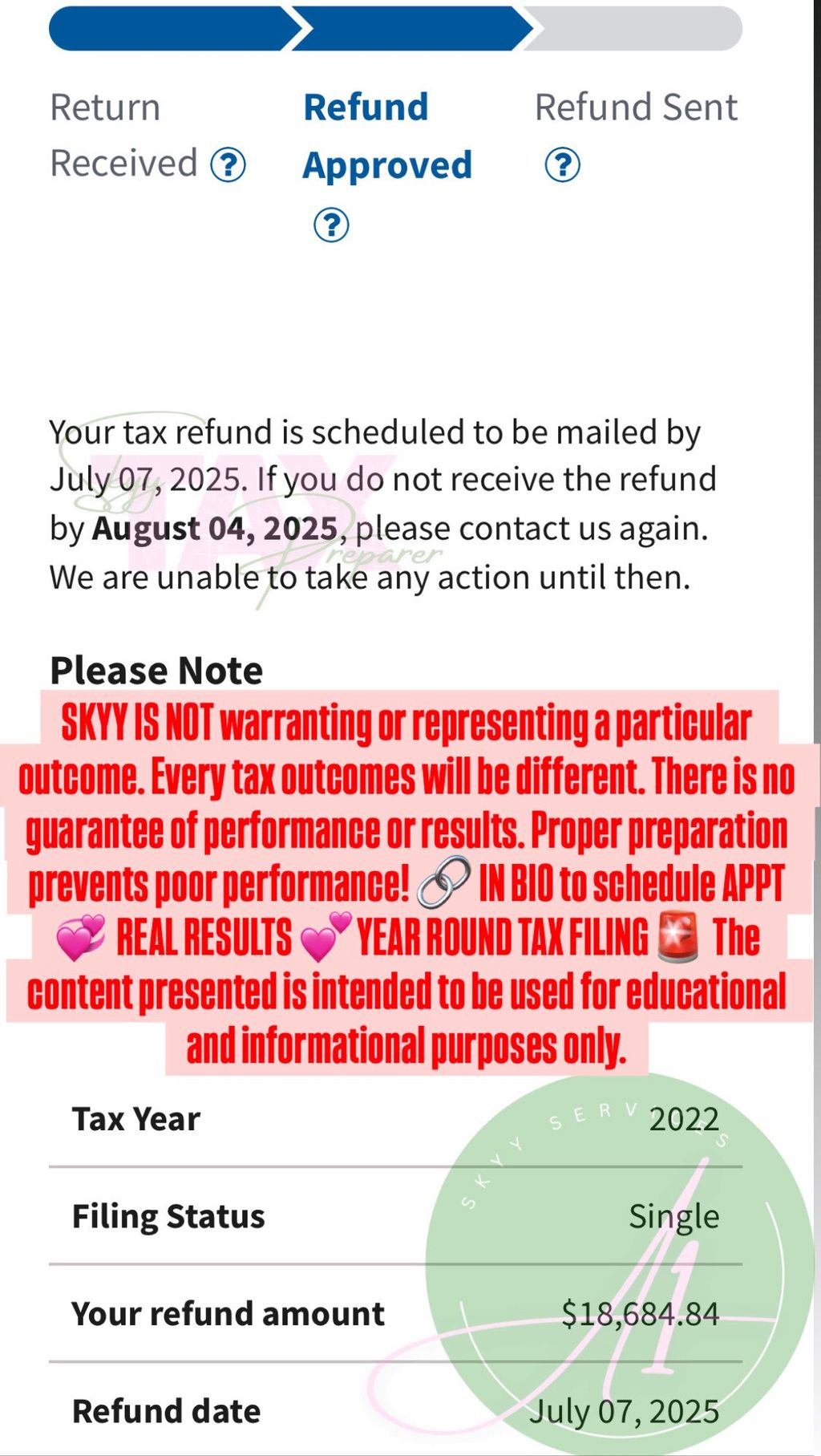 2022 Refund Approved! Prior year 