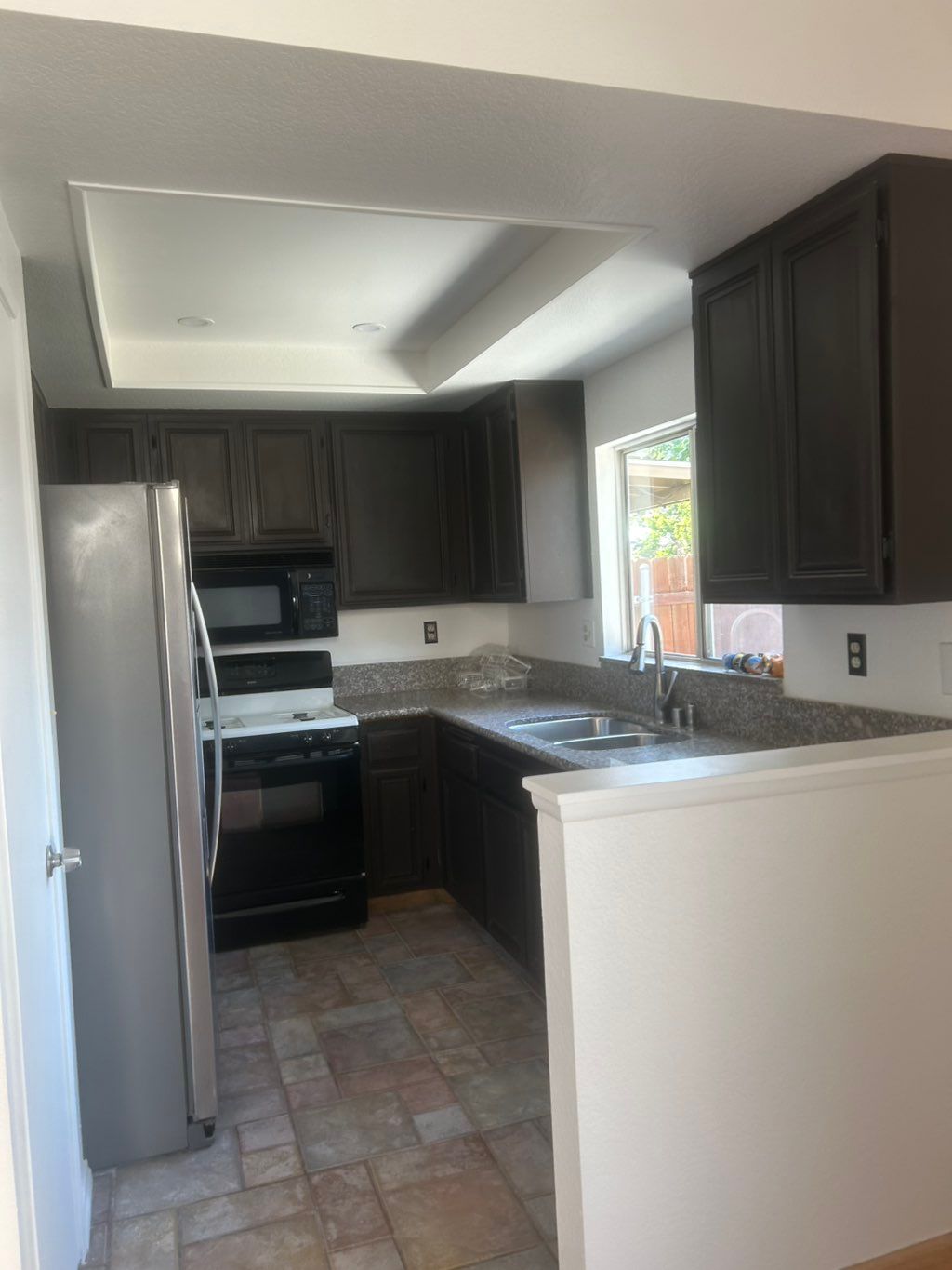Sanded down and repainted kitchen cabinets 