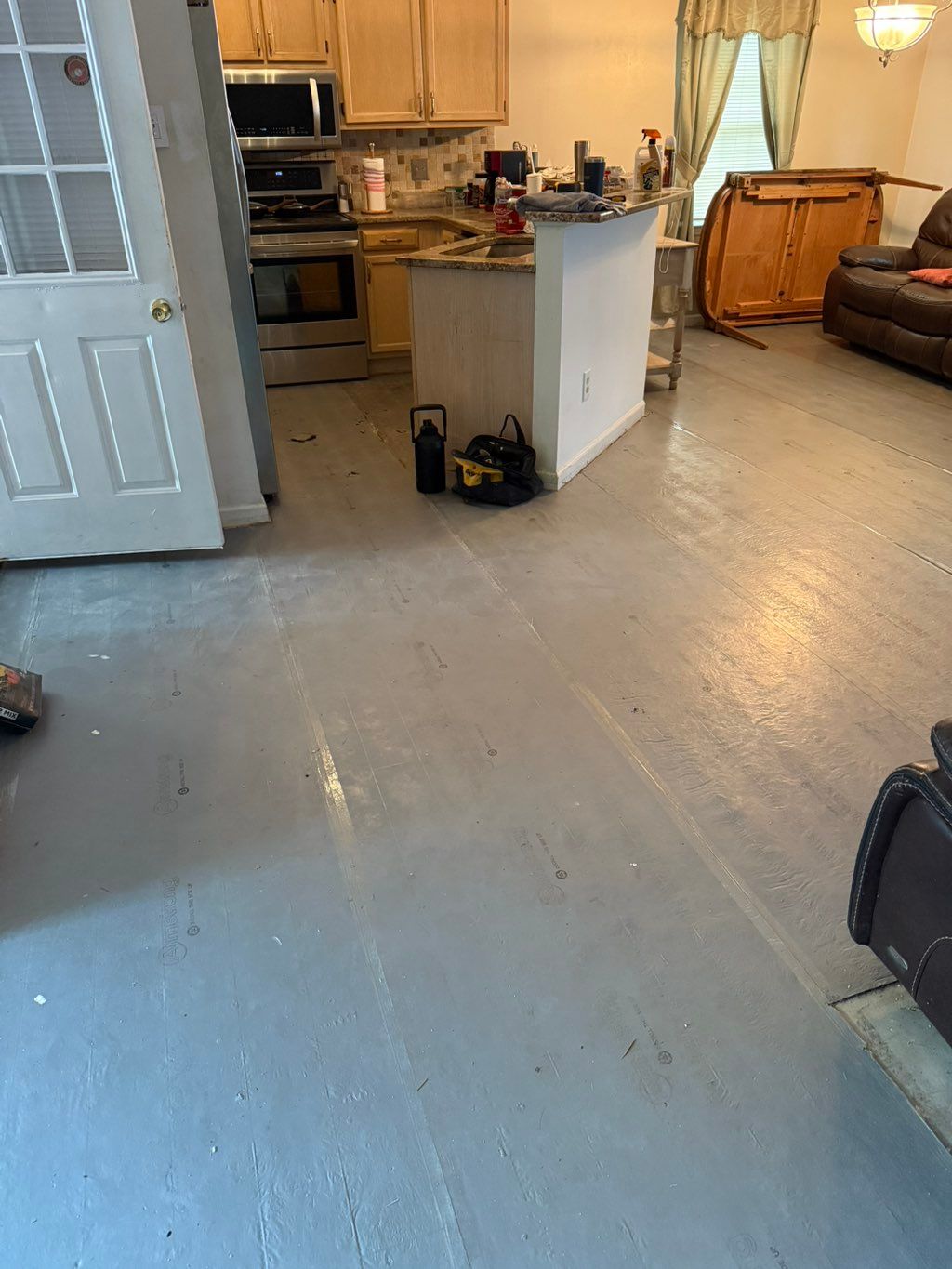 Before installation of vynal flooring