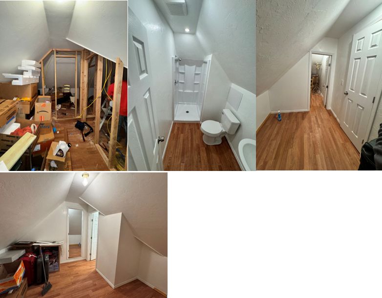 Attic conversion. added bathroom and split into 3 