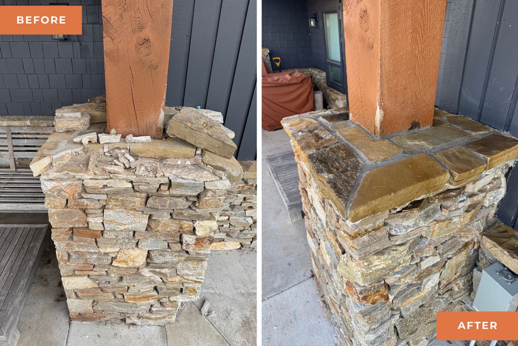 Masonry repair due to water damage.