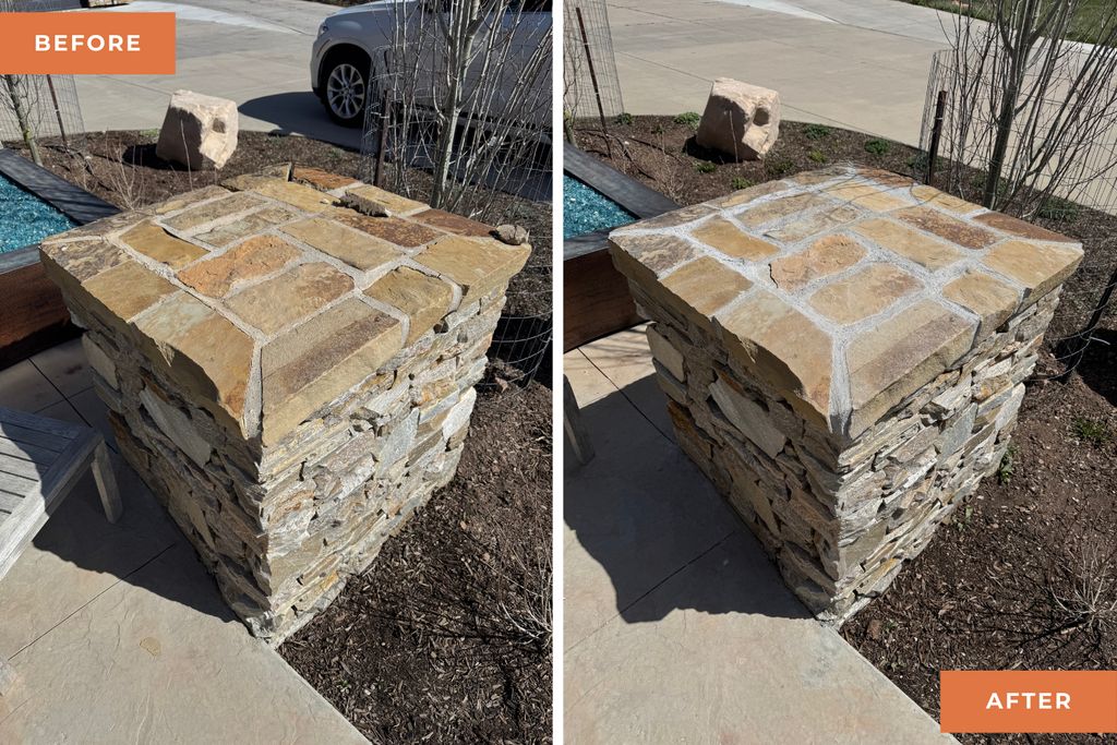 Masonry repair due to water damage.