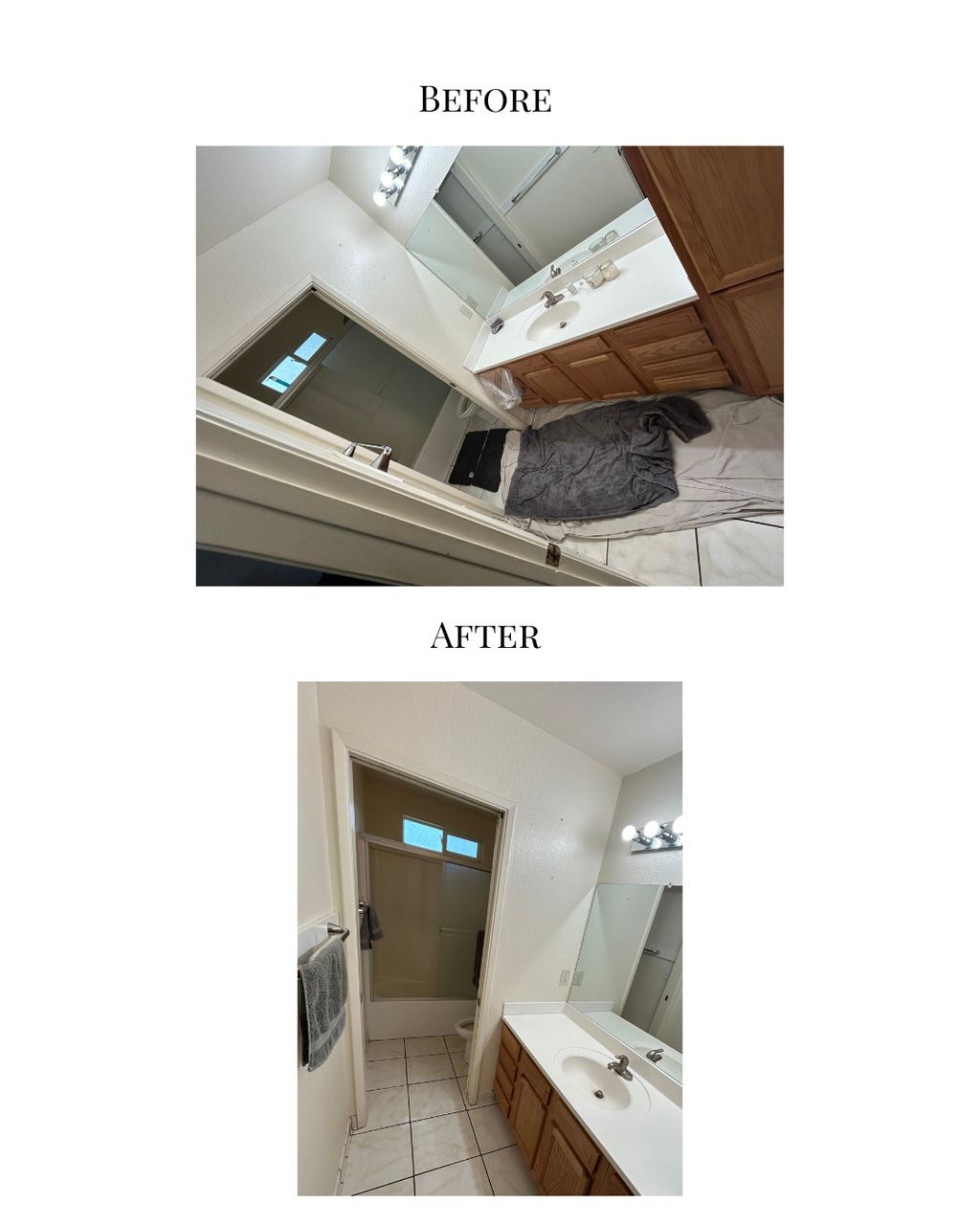before and after images of a bathroom cleaning 