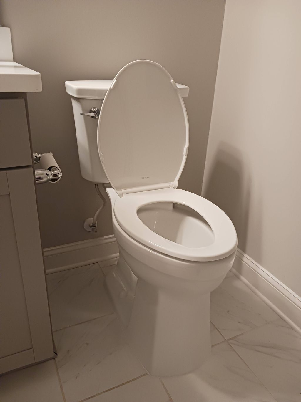 Toilet replacement. Tested, caulked, and customer 