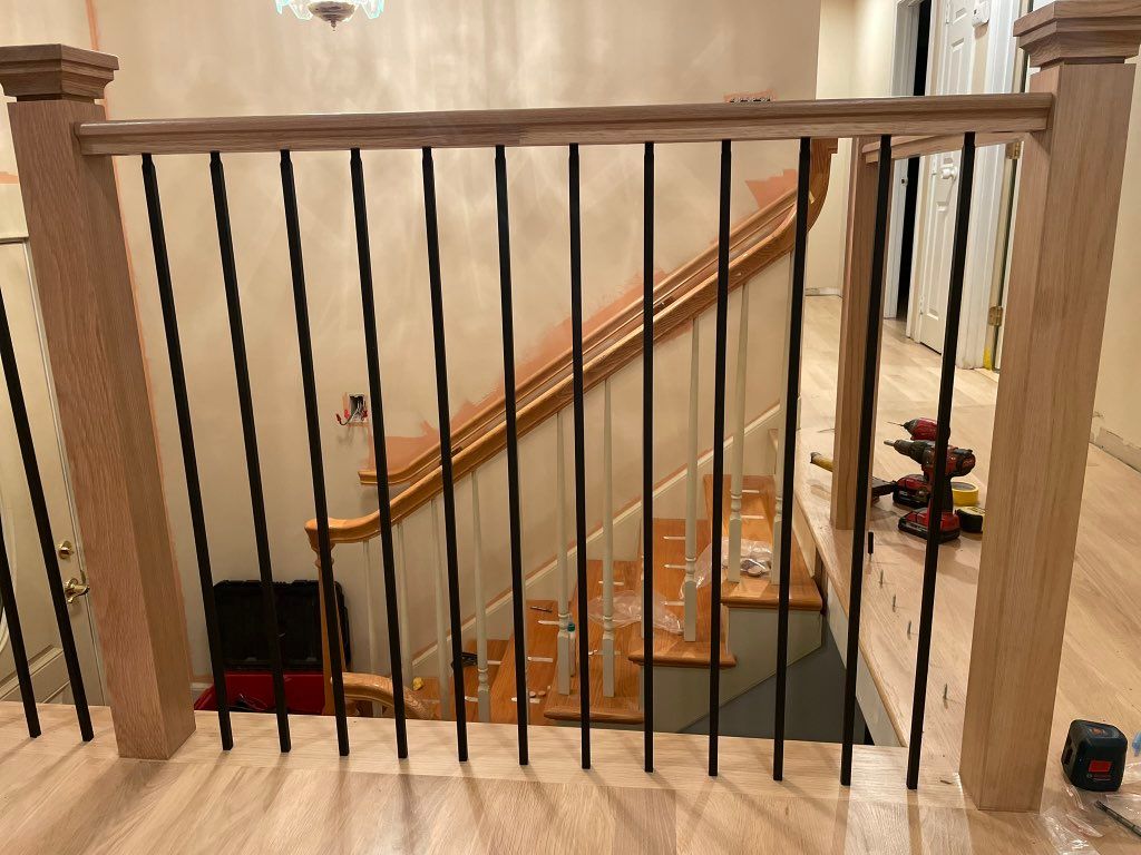 New white oak floors and railings