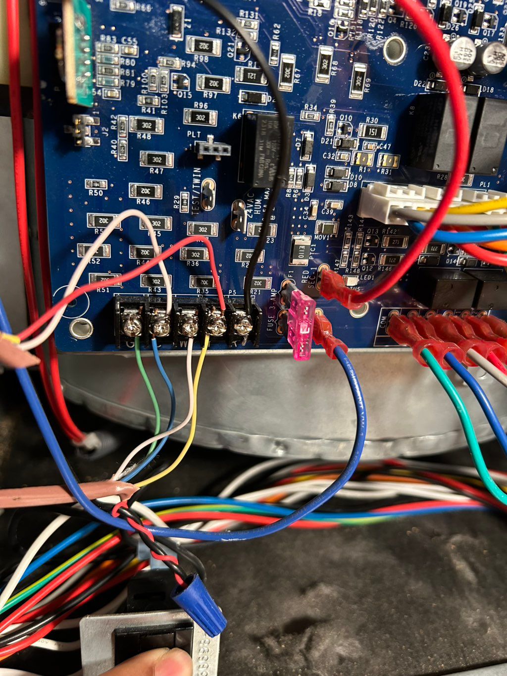 Blown fuse replacement and the thermostat was upgr