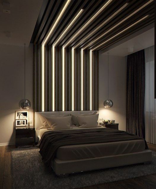 Warm wood tones meet ambient lighting – creating s