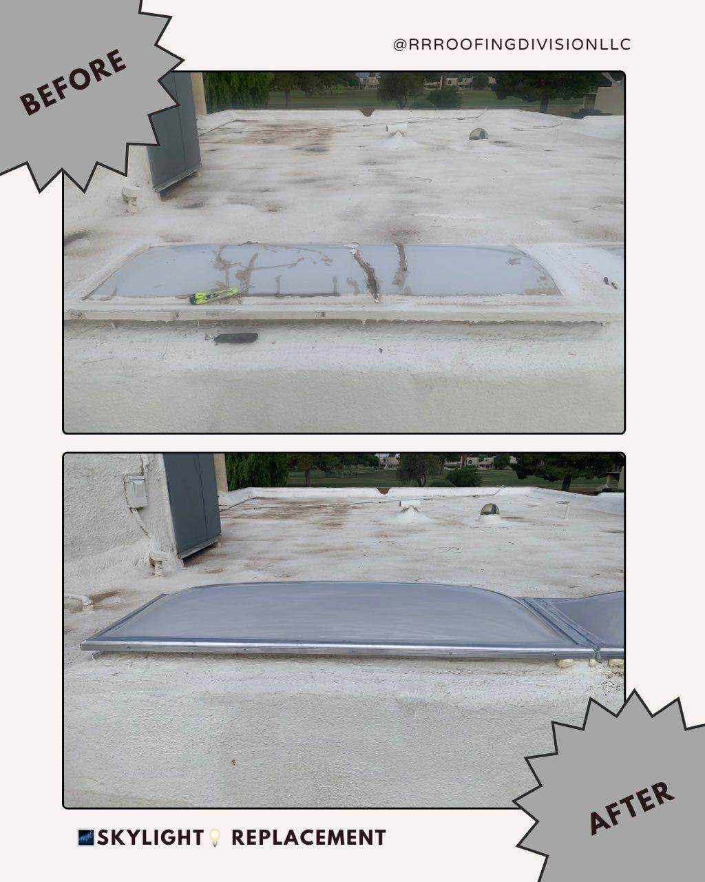 Before and after of a skylight 