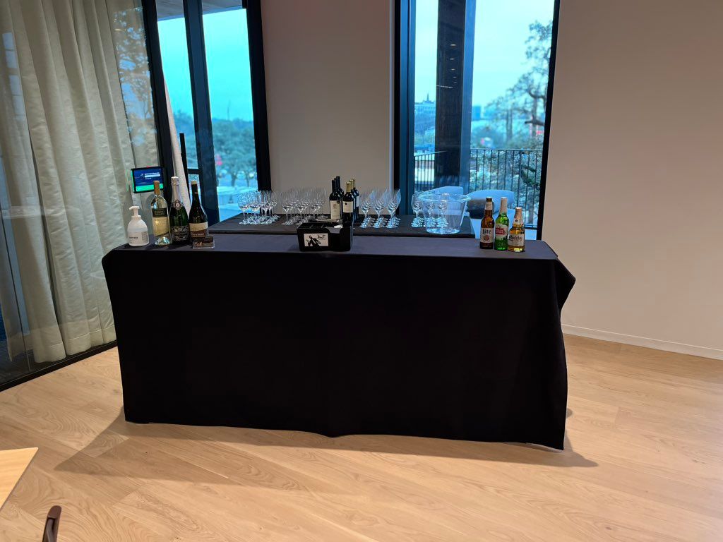 Minimalistic bar setup for corporate event