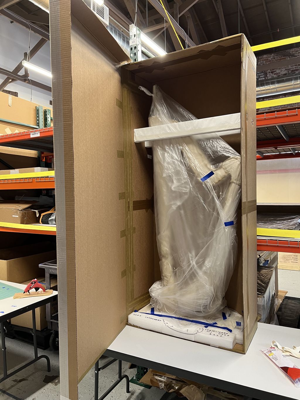 custom shipping box for a Claes Oldenburg soft scu