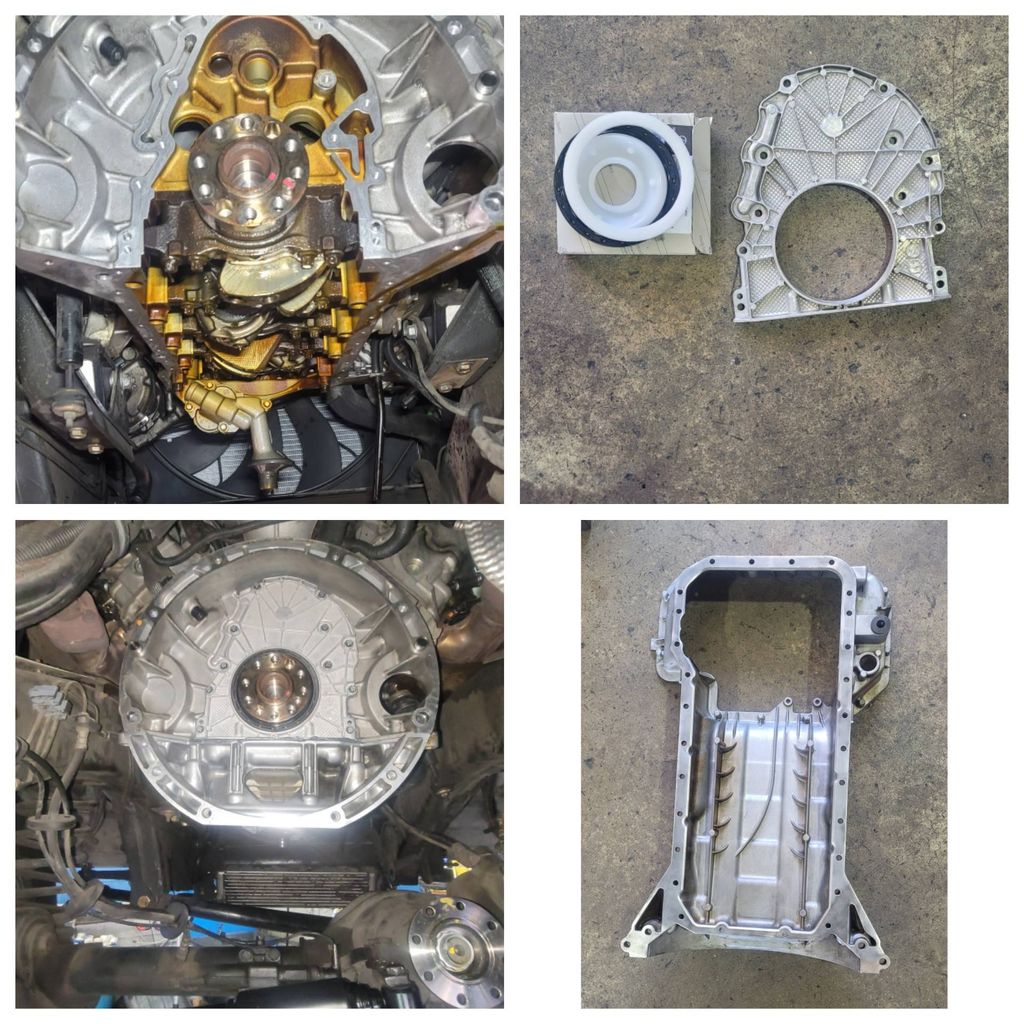 2005 mercedes G55 amg. rear main cover and luppwe 