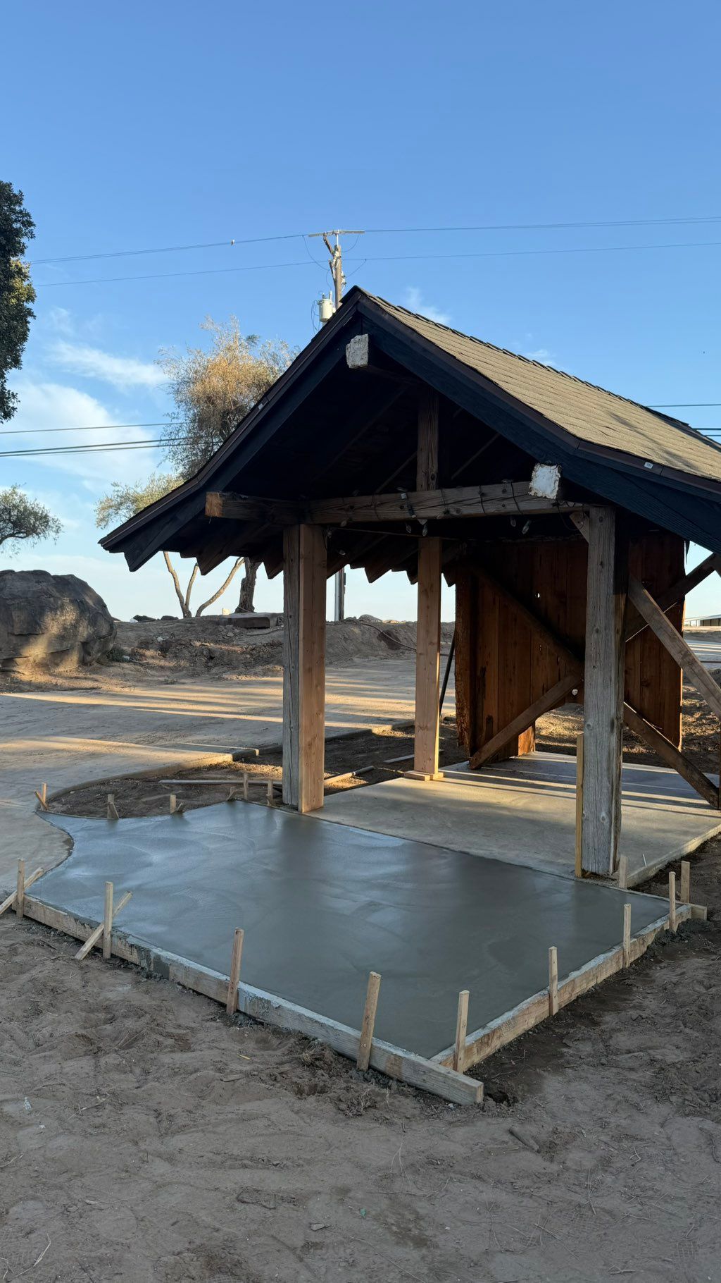 A newly constructed concrete pad has been complete
