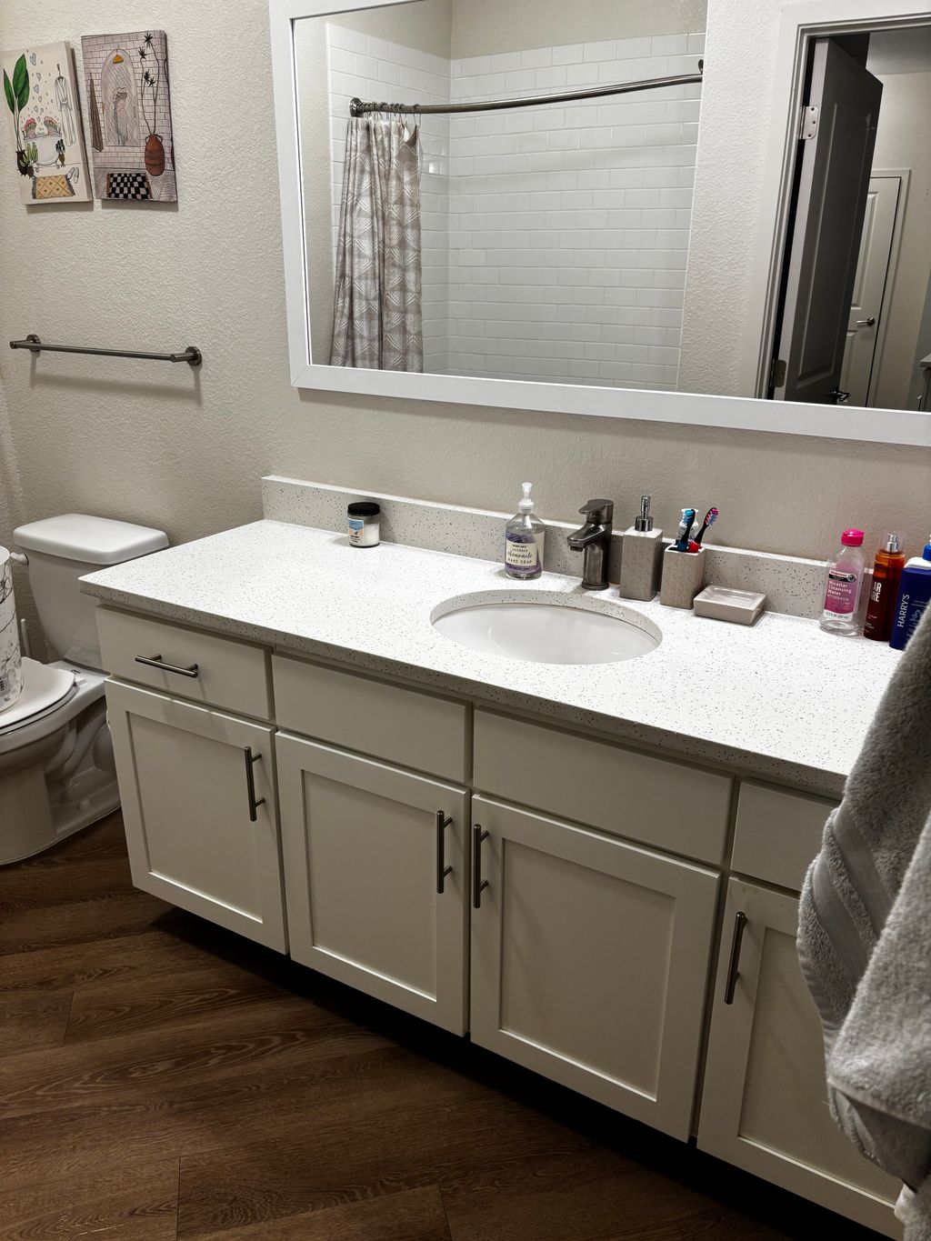 Fresh, clean, and lemony-scented bathroom for our 