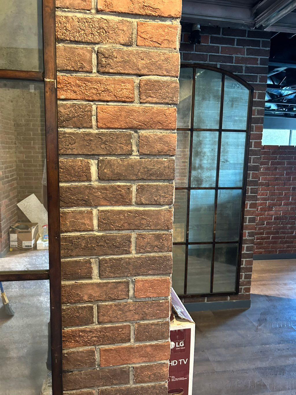 Restaurant interior thin brick install 2 