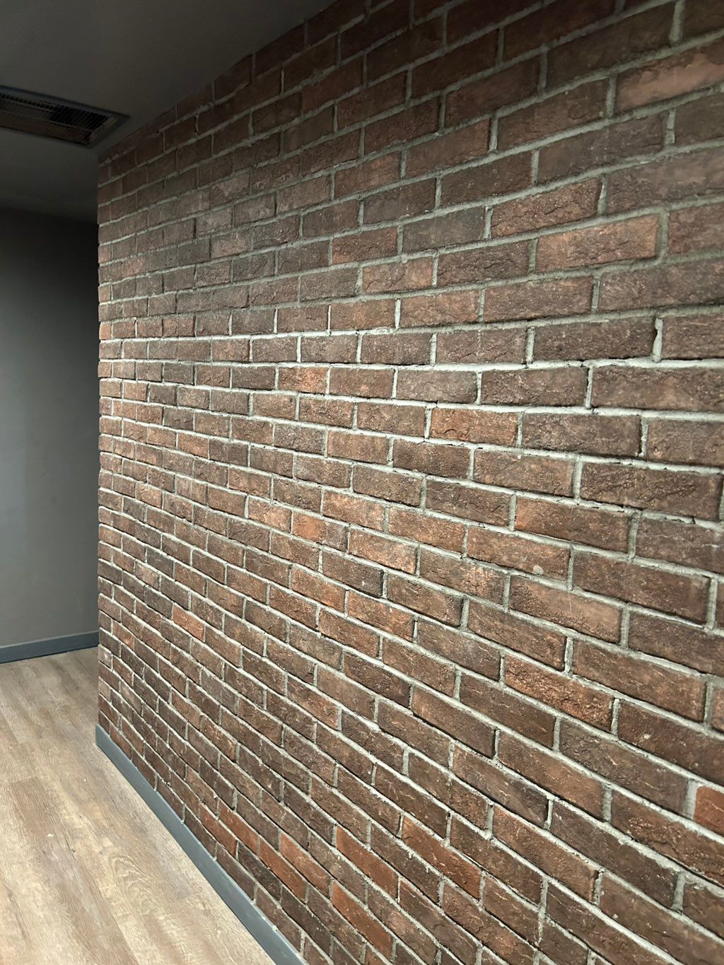 Restaurant interior thin brick install