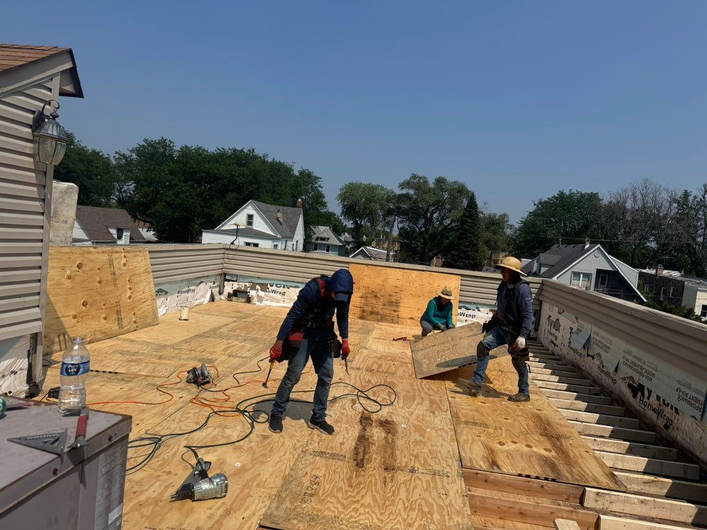 Replace new Flat Roof 
Change rotten wood 