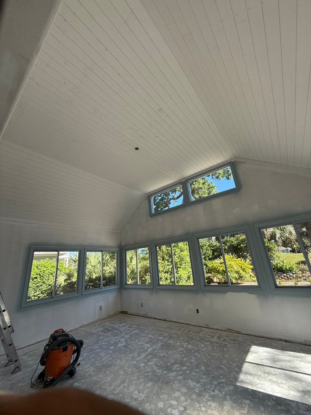 Ship lap installation up in the ceiling 
