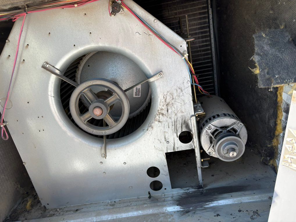 Indoor blower has a broken belt. Which is why a go