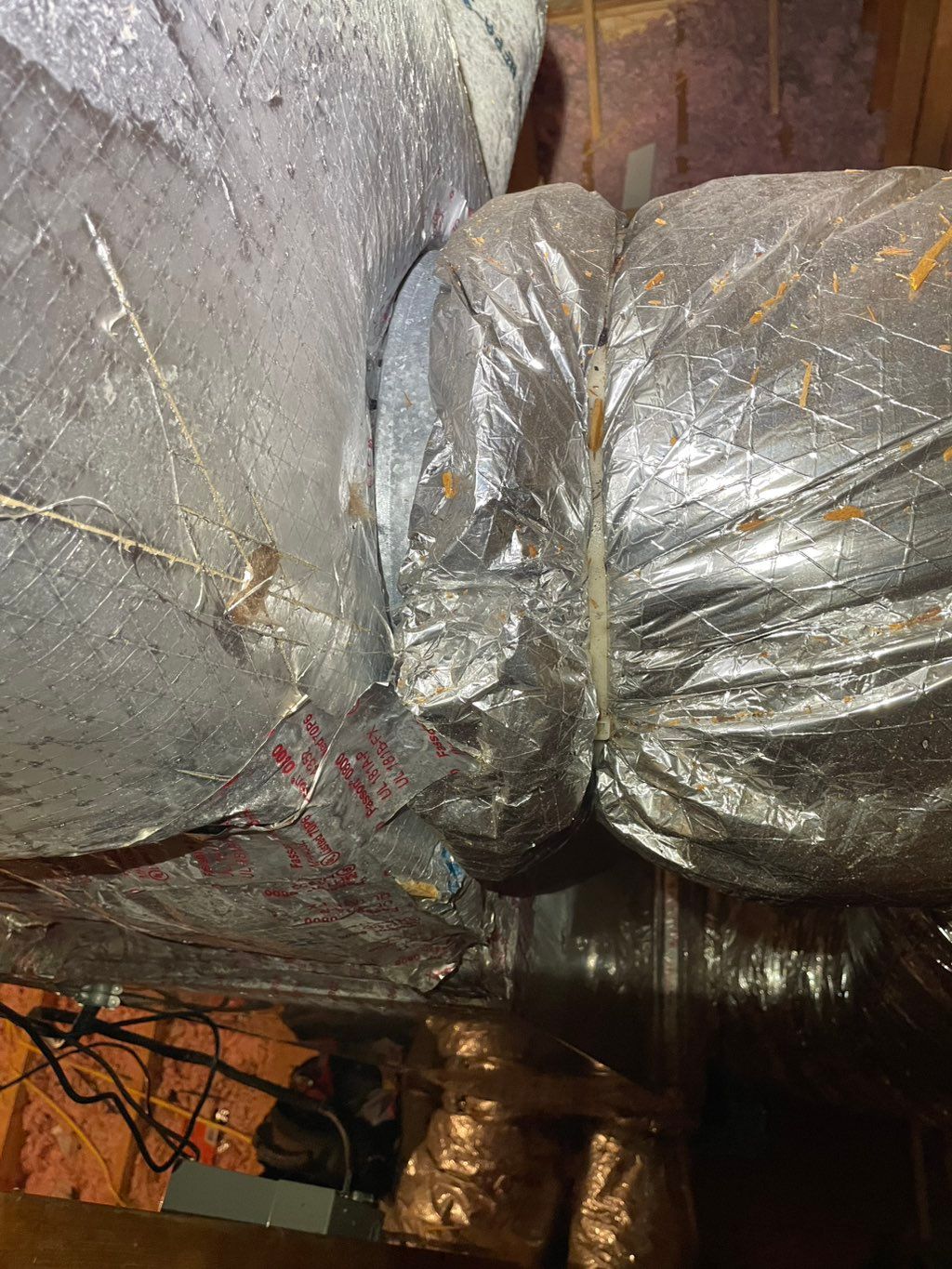 Ductwork not properly connected nor sealed.