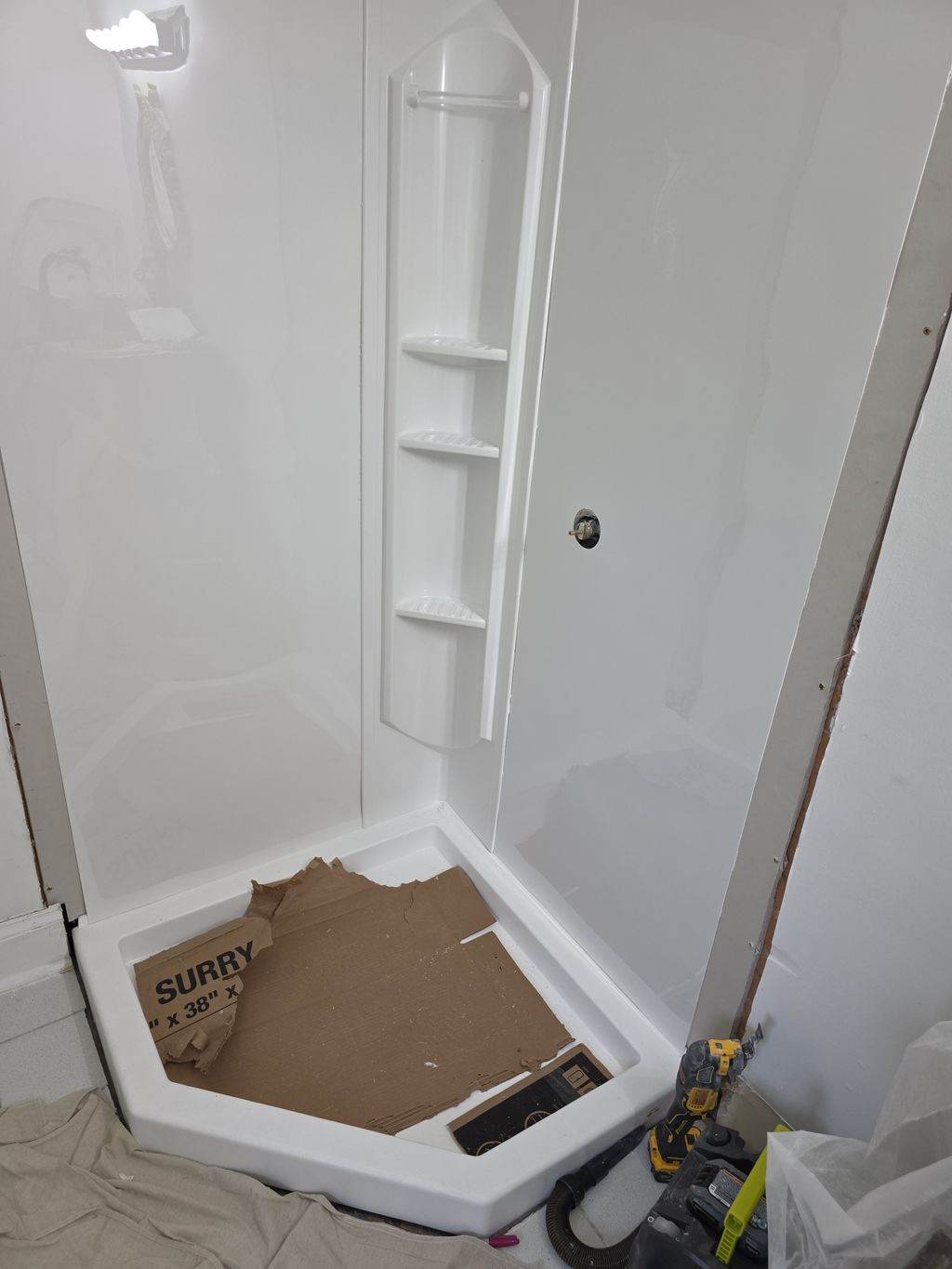 shower walls and glass installed