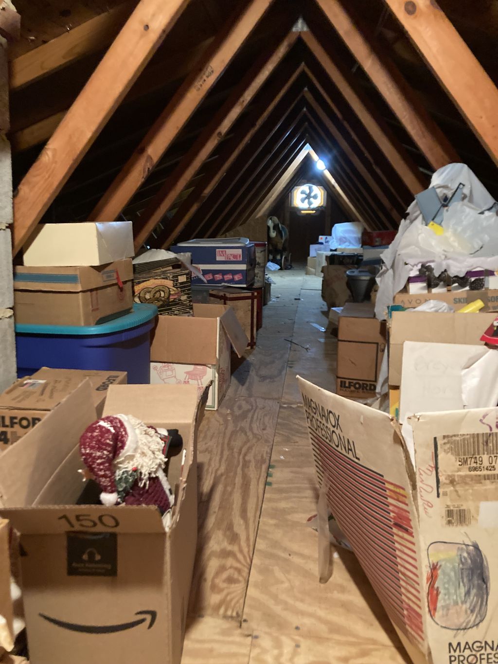 BEFORE, attic storage that we tamed