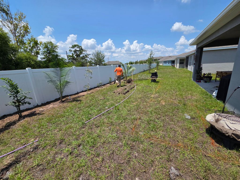 flower-bed clearing ; trees planted ; irrigation l