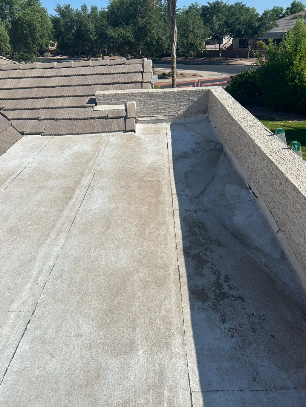 Before Elastomeric roof coating is applied 