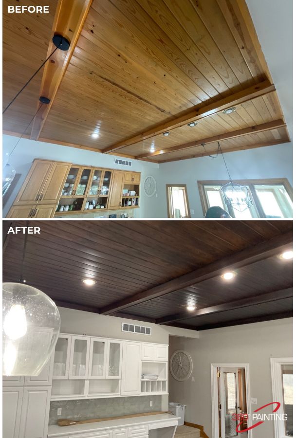 Ceiling, cabinets + walls + trim - Before & After