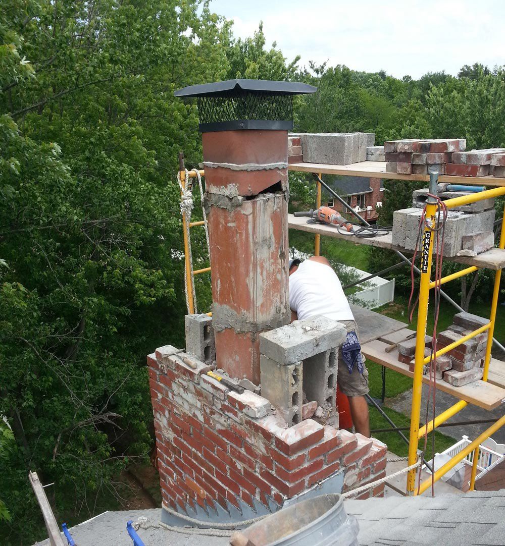 Rebuilding a lightning struck chimney in downtown 