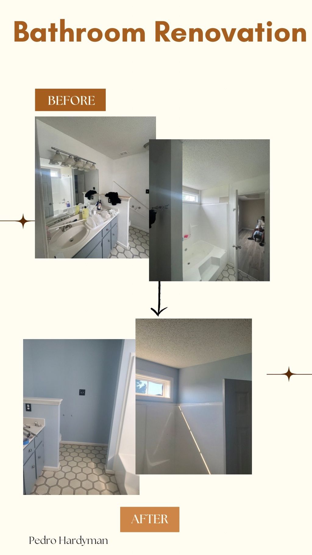 Wall repair and full bathroom painting