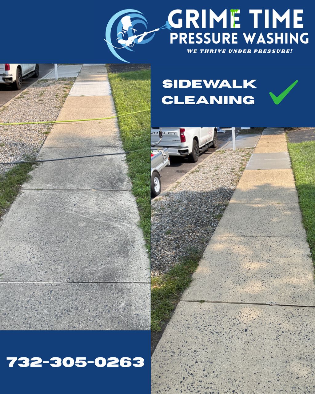 Sidewalk cleaning - before and after