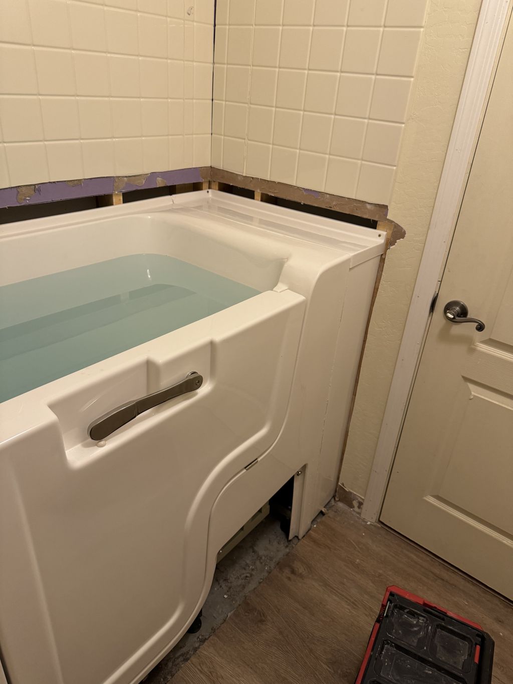installed handy cap tub