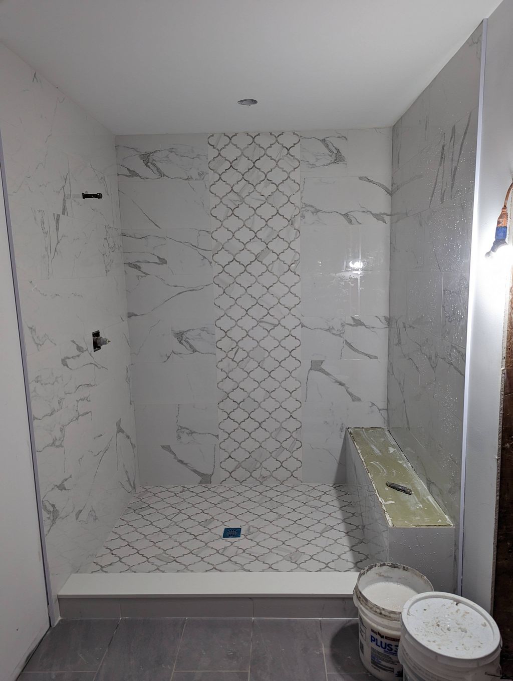 shower with feature pattern 