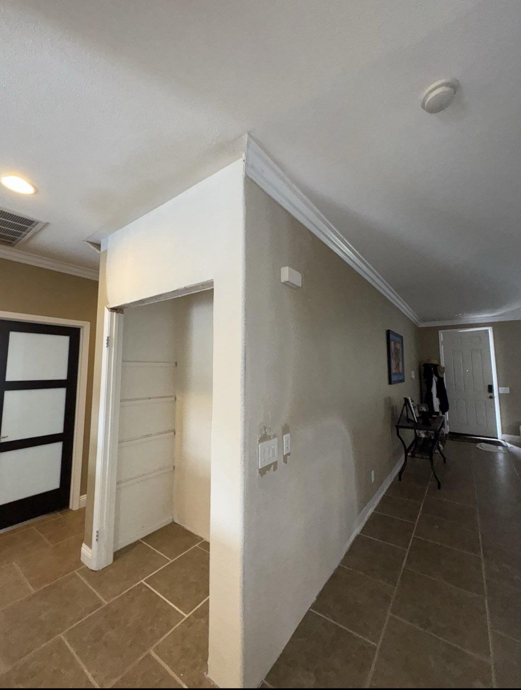 Before closet rebuild & crown molding 