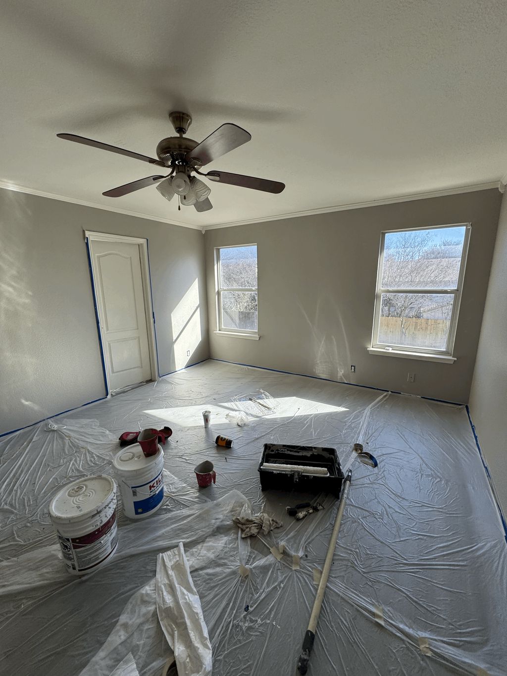 Preparing to paint this bedroom. Furniture out, pl