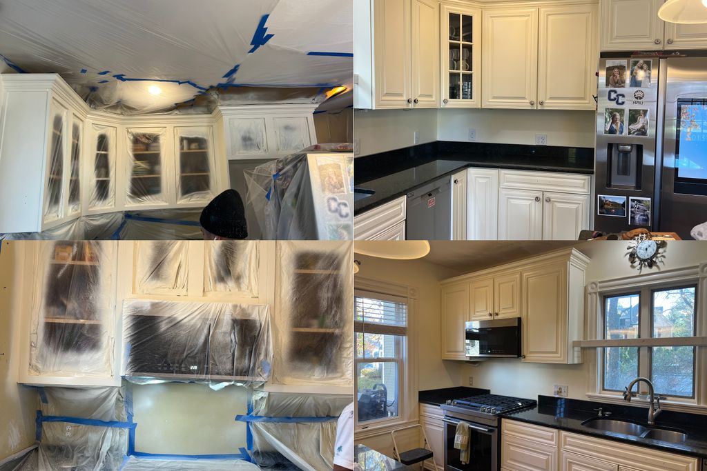 A fresh coat of spray paint gave these kitchen cab