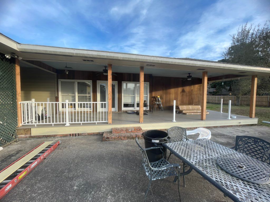 PVC decking, new post, and railing