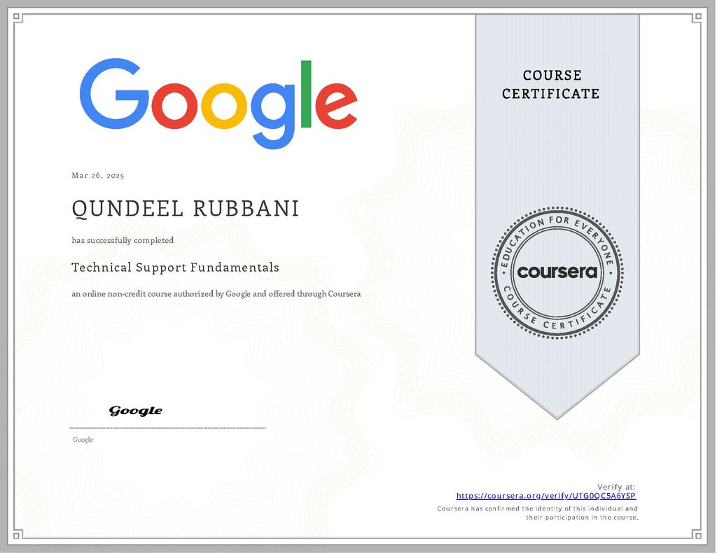 Google Technical Support Certificate
