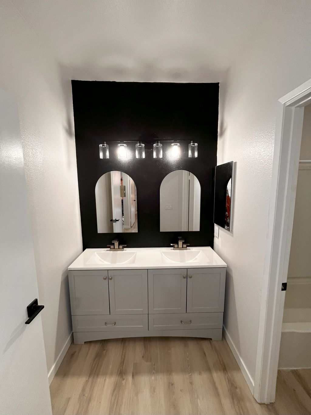 Cabinet, Light fixture, faucet remodel  