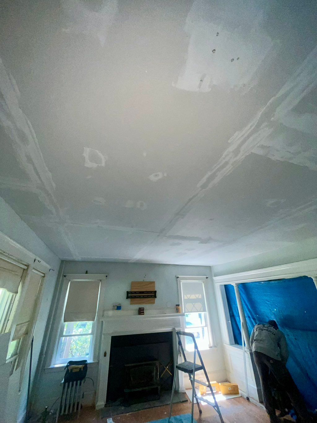 Popcorn Ceiling Cover - tape and mud presand. 