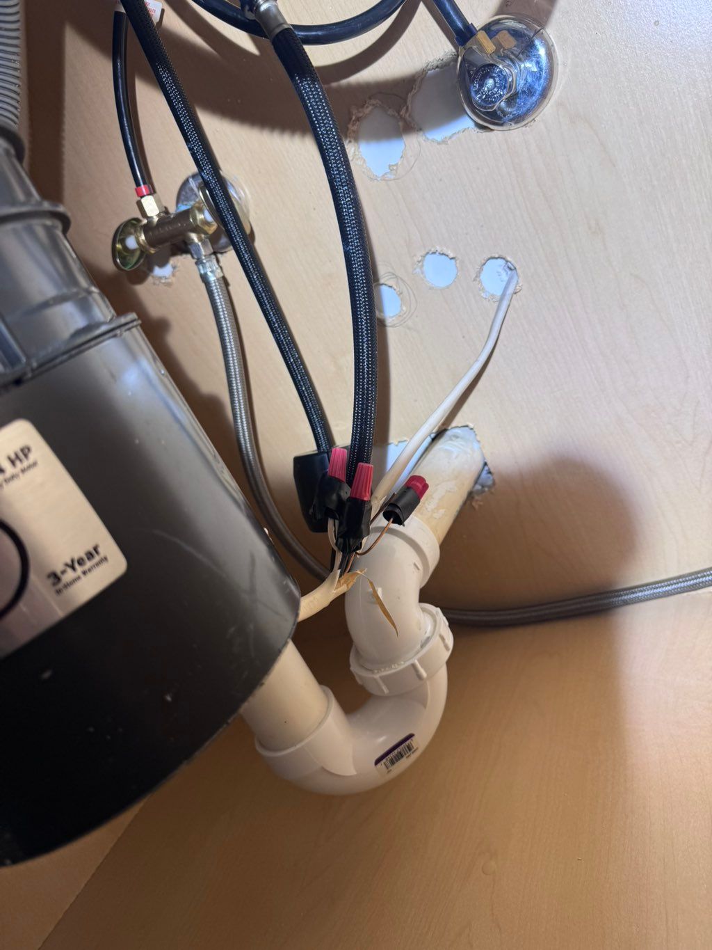 Old garbage disposal and improper power supply not