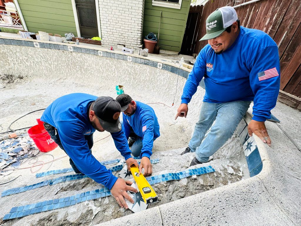 SoCal Pool Boys Team Installing Tile