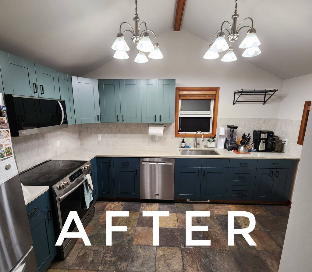 Tile backsplash inst, cabinets painting, walls/cei