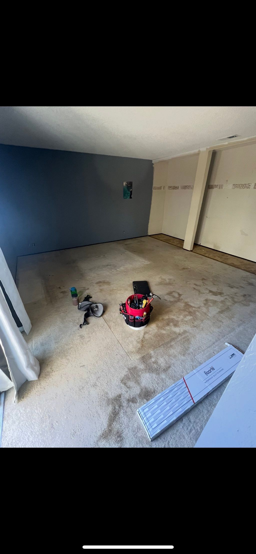 Luxury vinyl flooring (before) 