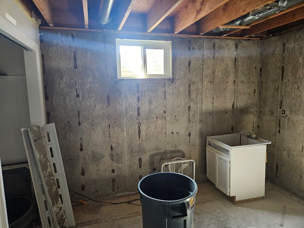 Basement wall and ceiling BEFORE