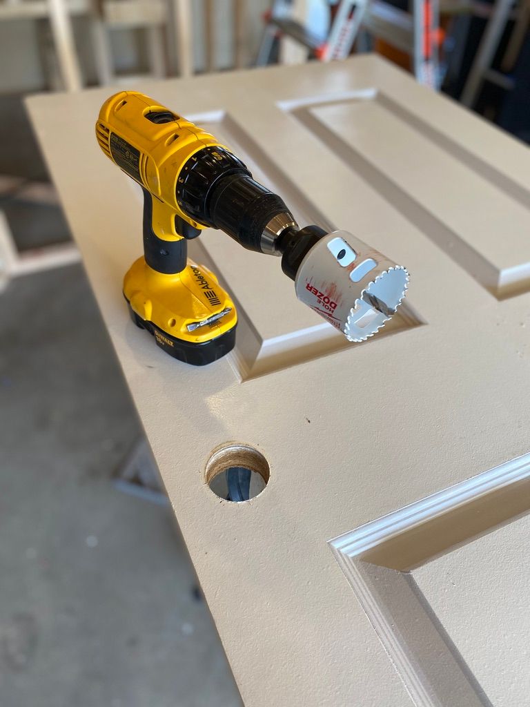 Drilled a perfect hole for a new doorknob — just t