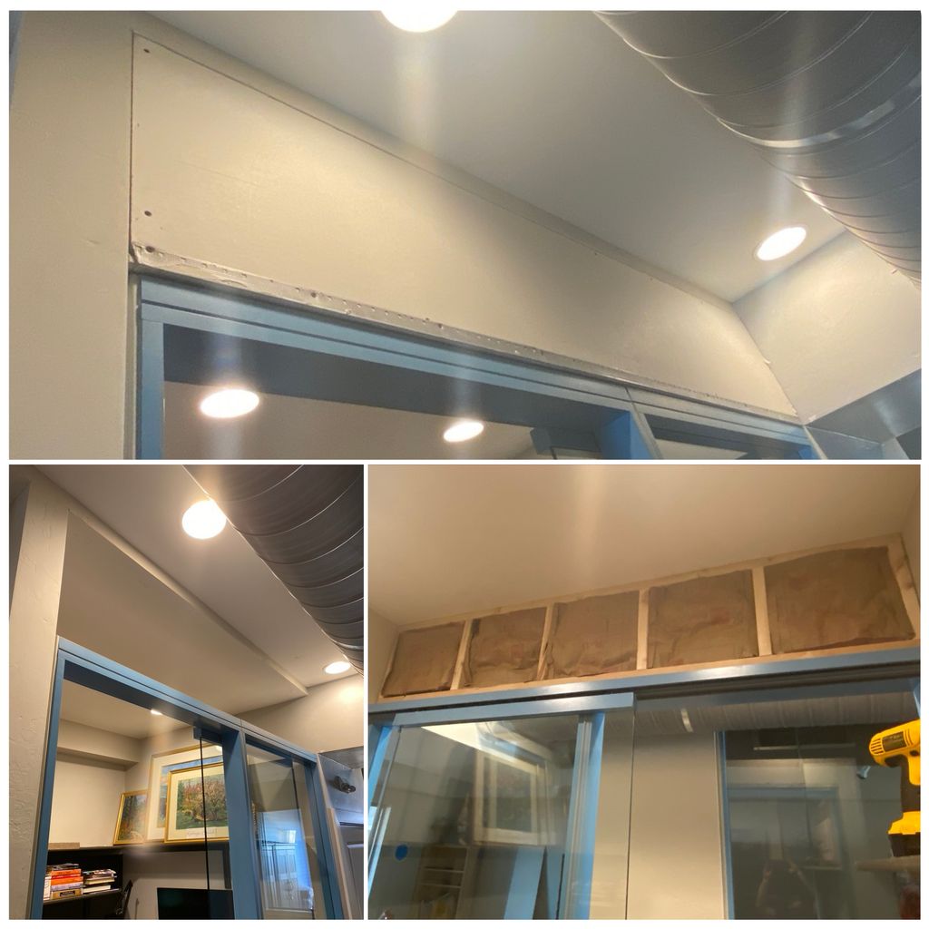 Closed up a 2' gap above an office door — framed, 