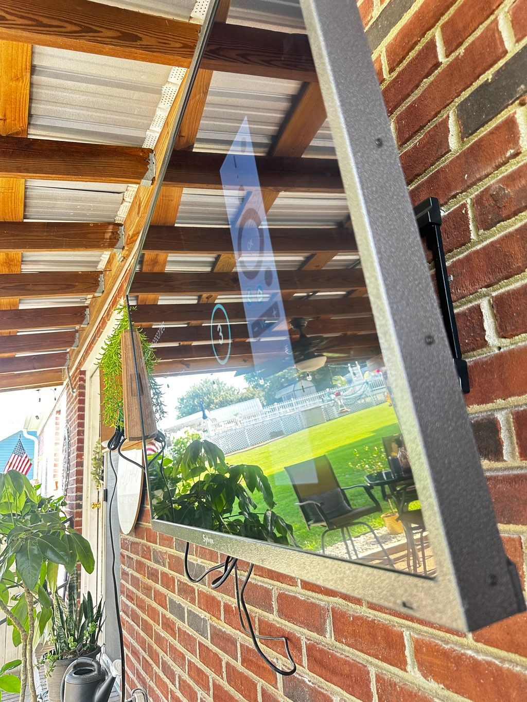 Out door Tv Mounted on Brick 