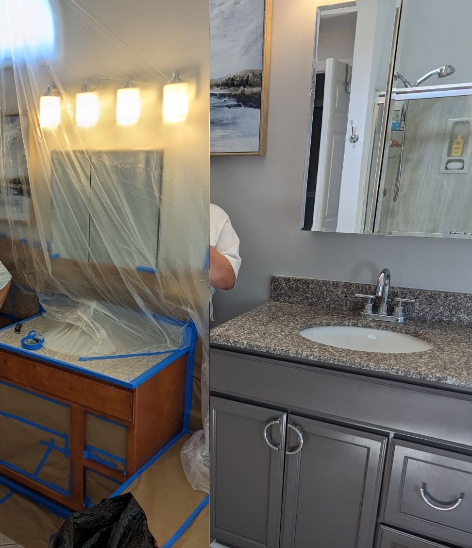 Vanity Cabinet Painting Before/After