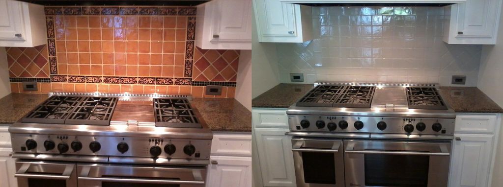 Kitchen Wall Tile Reglazing Before/After
